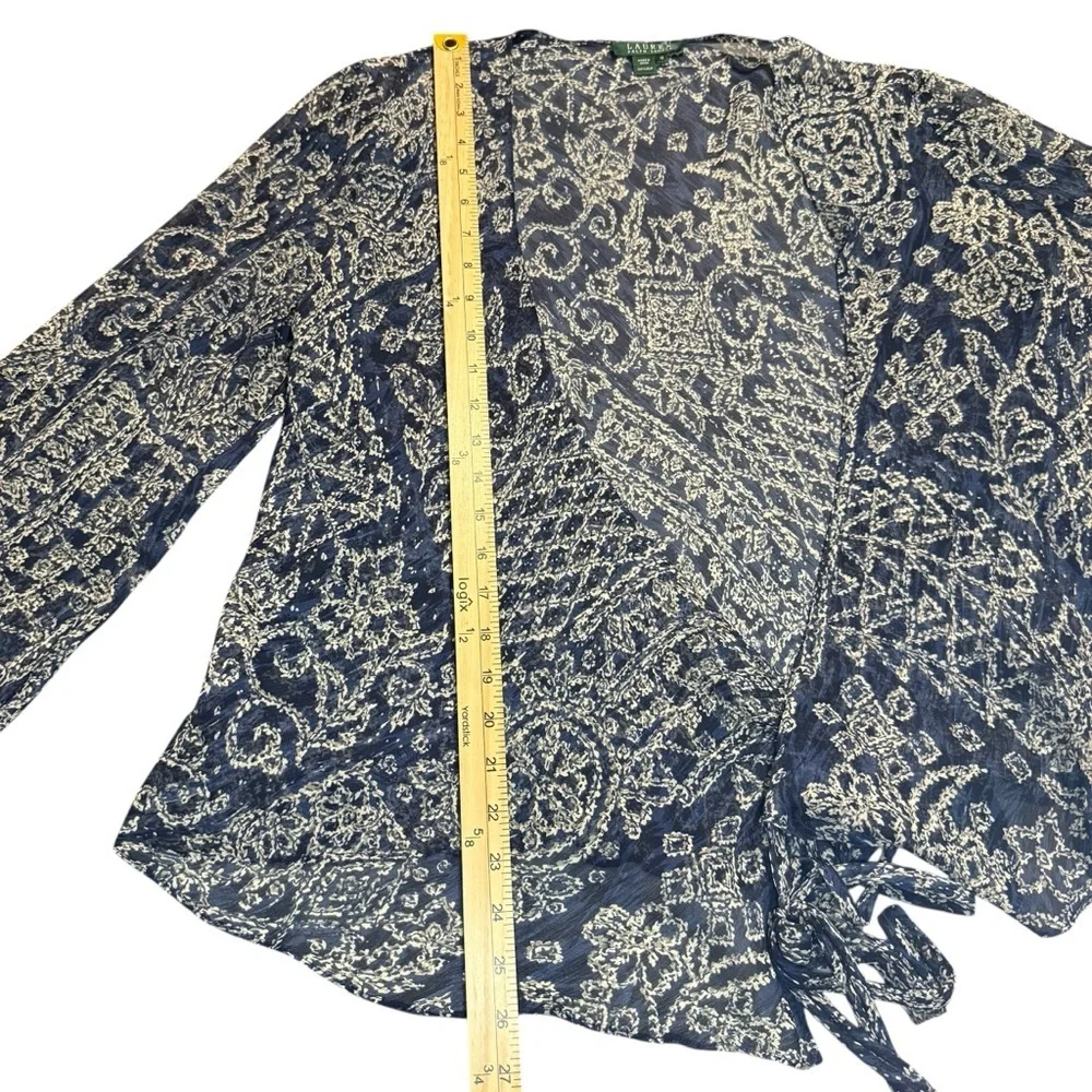 Ralph Lauren Large 12 Blue Silk Paisley 2 Piece Skirt Wedding Vacation Luxury - Picture 9 of 16